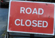 Road closure in Looe