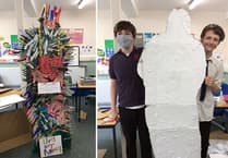 Students inspired by knife angel