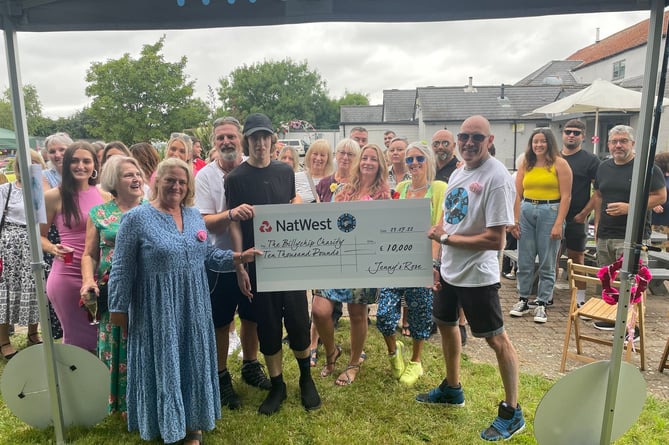 BillyChip received a cheque for £10,000 from the family and friends of Jenny Sell, thanks to Jennifer Sell Roses.