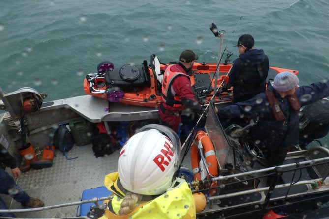 Kayaker saved by St David RNLI and local fishing boat