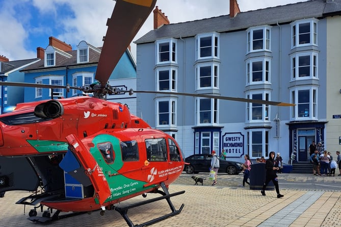 Air ambulance Aberystwyth promenade