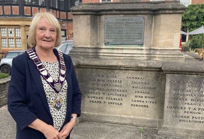 Haslemere mayor Cllr Jacquie Keen by the corrected entry