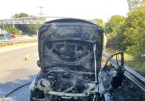 Fire destroys car on A38