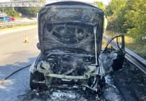 Fire destroys car on A38