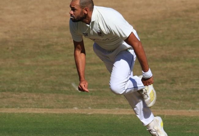 Bash Walters in full flight for Alton’s first team during their 125-run victory against Ventnor on Saturday
