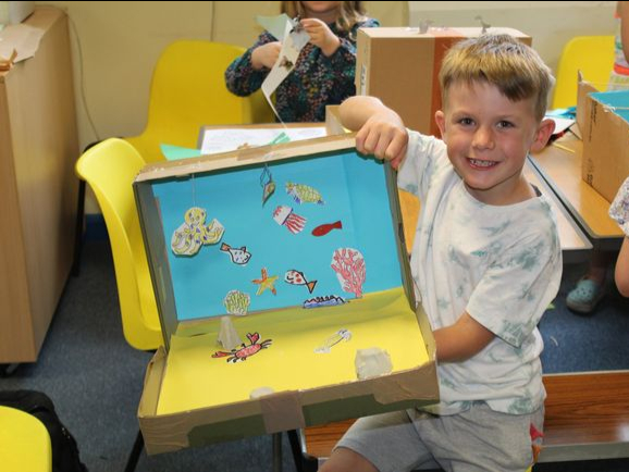 Creating an underwater scene at Haslemere Educational Museum