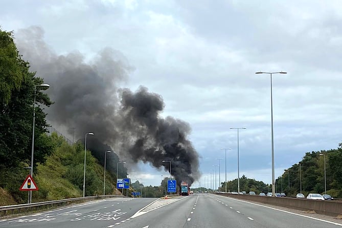 m5-vehicle-fire-sees-traffic-chaos-in-devon-on-a38-and-a30