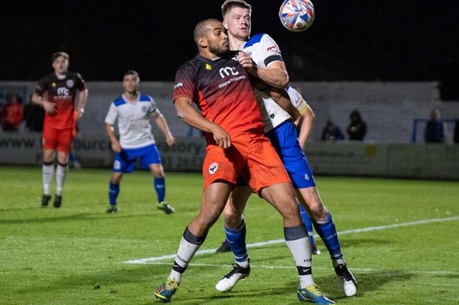Furo Davies in action for FC Isle of Man against Bury on Tuesday evening